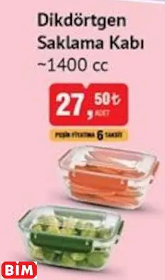 DİKDÖRTGEN SAKLAMA KABI ~1400 CC DİKDÖRTGEN SAKLAMA KABI ~1400 CC